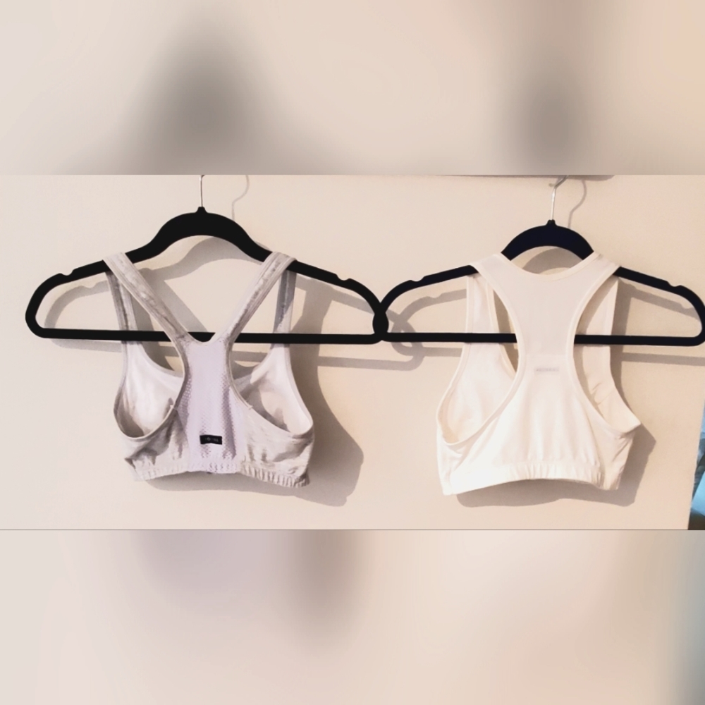 Authentic Jog Bras, NWOT, Front Zip, Full Support, Gray & White, Small - Picture 2 of 4